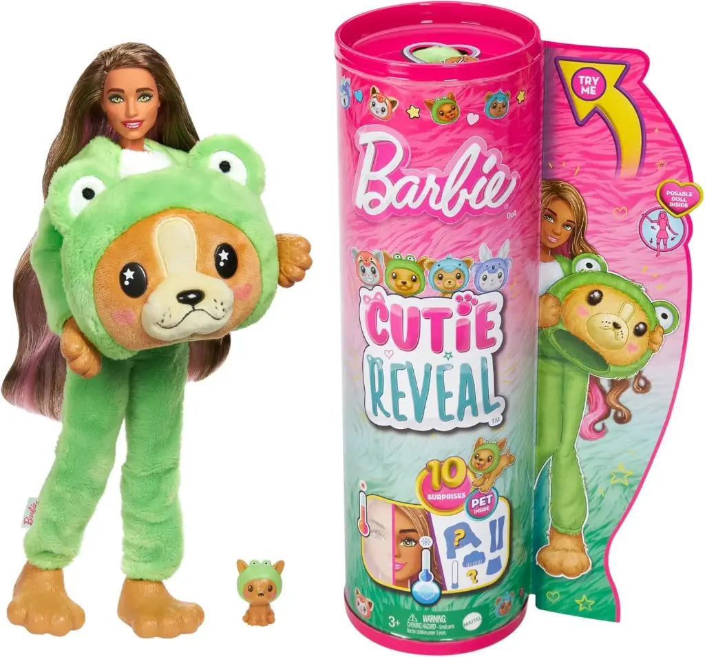 Barbie Cutie Reveal – כלב בתחפושת צפרדע עם 10 הפתעות מפתיעות!